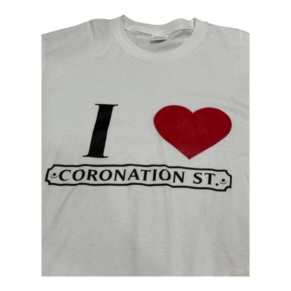 Coronation Street Shirt Mens Medium White I Love Tee British TV Show 100% Cotton - Picture 4 of 7